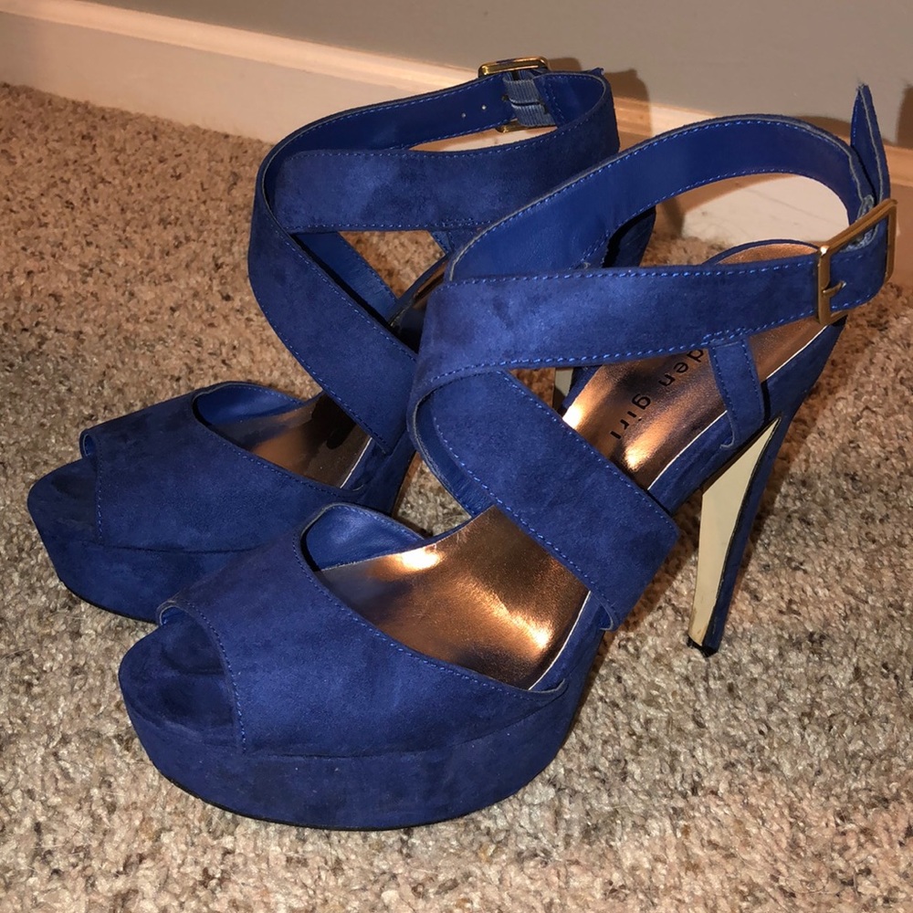 Madden Girl Blue Suede Heels
